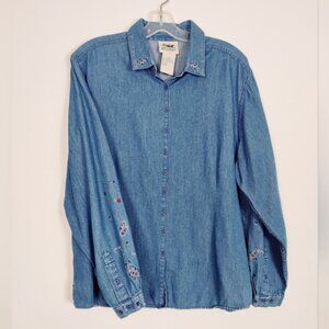 Vintage Northern Reflections Womens Button Down Denim Shirt Sz Large
